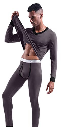 Fulidngzg Thermounterwäsche für Herren, Winter Fahrrad Unterwäsche Funktionsunterwäsche Langarm Sports Skiunterwäsche Thermounterwäsche Thermo Wärme Thermohose Thermowäsche Motorrad Arbeitskleidung