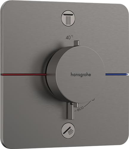 hansgrohe ShowerSelect Comfort Q - Thermostat Unterputz, Armatur mit Sicherheitssperre (SafetyStop) bei 40° C, Thermostat, Mischbatterie für 2 Verbraucher, Brushed Black Chrome