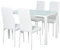 HOMCOM Conjunto de Comedor Mesa y 4 Sillas 5 Piezas Juego de Mueble de Cocina Mesa Rectangular de Vidrio Templado y Sillas Tapizadas en PU con Patas de Metal Blanco