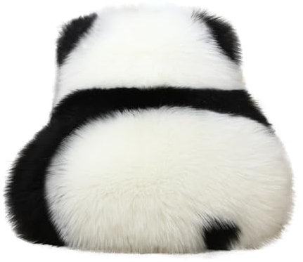 Qurygin 52×55×4C Panda Pelzteppich - Weiche Zottelige Flächenunterlage, Kleine Pelzige Bodenmatte, Waschbarer Panda Pelzteppich, Cartoon Panda Teppich, Kle-iner Teppich Aus Kunstschaffell