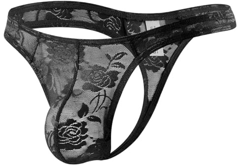 Casey Kevin String Homme Dentelle Transparent sous-vêtements | String Homme Sexy Hot Taille Basse G-strings Tanga