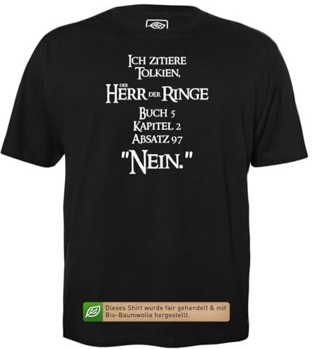 Ich zitiere Tolkien - Herren T-Shirt für Geeks mit Spruch Motiv aus Bio-Baumwolle Kurzarm Rundhals Ausschnitt, Größe M