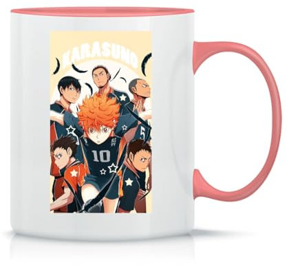 Moonai Haikyuu Karasuno Fly High Klassische Keramik-Kaffeetasse Weiß Schwarz Rosa Magisch 330ml