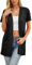 QIXING Womens Summer Cardigan Lightweight Short Sleeve Long Cardigan - Sun Protection, Breathable, Soft Cardigans Perfect for Summer Nights, Office and Dating (Black, L)
