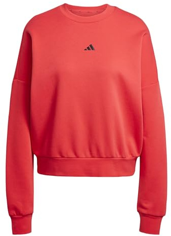 adidas Women's Essentials SMALL Logo Feel Cozy Relaxed FIT Sweatshirt, Pure Ruby/Black, XXL