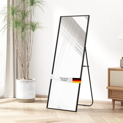 Albatros Ganzkörperspiegel – Rechteckig Spiegel mit schwarzem Rahmen - Standspiegel oder großer Wandspiegel im modernen Design, 140 x 50 cm groß – hochwertiges und nachhaltiges Glas