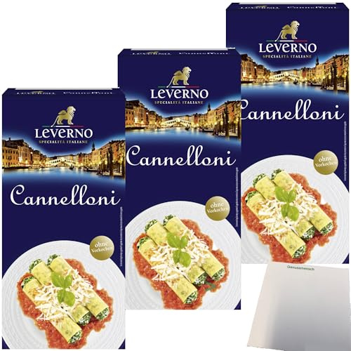 usy Bundle für Leverno Cannelloni Italienische Pasta Röhren 3er Pack (3x250g Packung) + usy Block