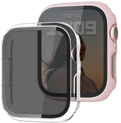 MYAPULUA 2 Pezzi Cover per Apple Watch Serie 9/8/7/SE2/SE/6/5/4 40mm 41mm 44mm 45mm,Custodia Rigida Schermo Privacy in Vetro Temperato Protezione Totale Anti-Spia,Custodia Protettiva per Apple Watch