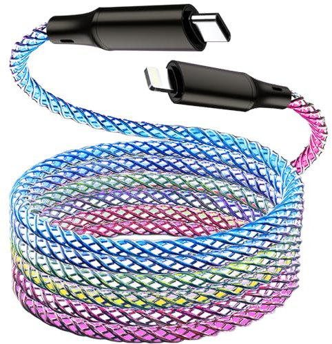 BAVNCO LED iPhone Fast Charger, 3ft RGB Colorful Gradual Light Up MFi Type C to Lightning Charger Cable USB C iPhone Charging Sync Cord for iPhone 14 13 12 11 Pro Max XR XS X 8 7 6 Plus More