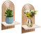 WIYETY 2 Sätze Boho Holz Wandhalterung, Wandregal Holz Boho Wanddeko, Kleine Schweberegal Holz, Holz Regenbogen Wandregale, Dekoration für Schlafzimmer Wohnzimmer Badezimmer (Holzfarbe)