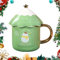 Weihnachts Keramik Kaffeetasse 400ml Weihnachten Kaffeebecher Neuheit Weihnachtshaus Teetasse mit Deckel Schöne Weihnachtsbecher für Kaffee Tee Milch Getränke Neujahr Geburtstag Geschenke (Grün)