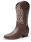 DREAM PAIRS Stivali da Cowboy Donna Stivali a Metà Polpaccio Da Donna Stivali da Cowgirl con Tacco Grosso Ricamati,Size 41,Marrone-Pu,DWUMMB2419