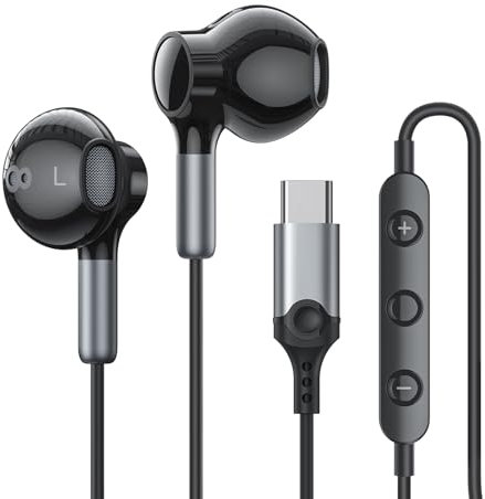 USB C Headphones for iPhone 16 15 USB C Earphones with Mic Volume Control Wired Headphones USB Type C Earphones for iPhone 16 15 Pro/16 15 Pro Max, iPad Pro/Air 5 4/MINI 6/iPad 10, Pixel 8 7, Samsung