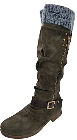 Generisch on schuhe damen sale Langschaft Stiefel Damen Casual Langschaft Boots Winterschuhe Damen Flach Rutschfeste Laufsohle Cowb damen sneaker sale artikel unter 1 euro