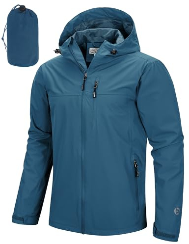 Outdoor Ventures Herren Regenjacke Wasserdicht Leichte Outdoor Windjacke | 10000mm Packbar Fahrrad Jacke Regenmantel mit Atmungsaktive Netzfutter, Windbreaker für Golf Wandern Angeln Camping