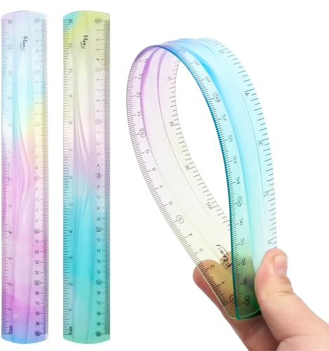 Flexibles Lineal, 30,5 cm, biegbares Lineal für Kinder, weiches Kunststoff-Lineal, Kinder-Lineal für Schule, Farbverlauf, farbiges Flex-Lineal, weiches Lineal für Kinder, Studenten, Klassenzimmer mit