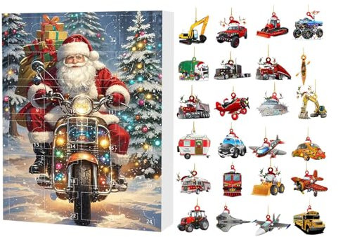 Weihnachts-Adventskalender, Weihnachts-Adventskalender, fantastischer Weihnachts-Autoschmuck 2024 | 24-Tage-Weihnachts-Countdown-Kalender aus Acryl, Auto-Flugzeug-Charme F