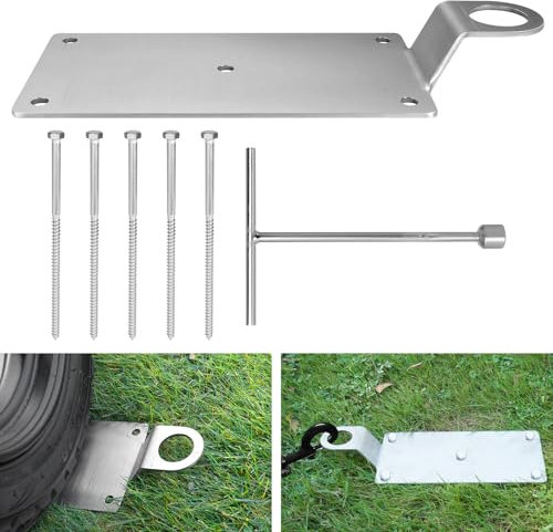 2-in-1-Multifunktions Hundepflock, rostfreier robuster stabiler Hundeanker aus Edelstahl für Auto Wohnwagen Wohnmobil, robuster Bodenhalter zum Anbinden von Hunden für Garten, Strand, Camping (Silber)