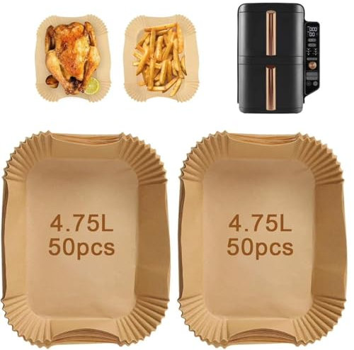 100 pezzi Carta per friggitrice ad aria for Ninja Double Stack XL 9.5L Fodere per friggitrice ad aria Fodere di carta da forno per SL400EUCP Ninja Stack XL SL400EU Accessori per friggitrice ad aria