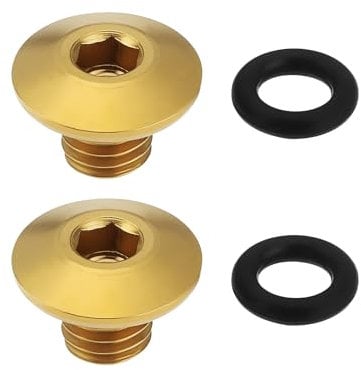 VGOL 2Set Vite Di Spurgo Per Bicicletta O Ring Vite Tappo Olio Corpo Bici Diviso Bulloni In Lega Di Titanio TC4 M5x10mm Compatible Con Shimano XT SLX Zee Deore LX (oro)