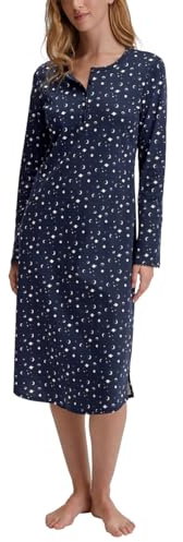 CALIDA Midnight Dreams Langarm-Nachthemd Damen | 11cm Länge, weich und angenehm wärmend durch schwere Interlock-Qualität mit komfortabler Passform