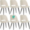 JIJIAN Esszimmerstühle 6er Set, Stühle Esszimmer, Küchenstühle, Wohnzimmer Essstühle mit Ausschnitt Rückenlehne Streifen Samt Stuhl, Gepolsterte Stühle für Esszimmer, Küche, Schlafzimmer, Beige