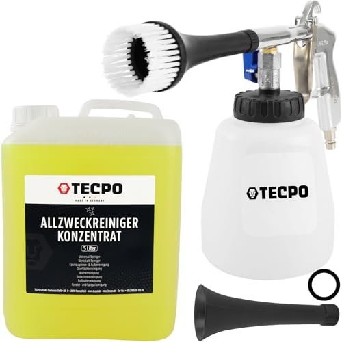 TECPO Druckluftpistole mit Tornado-Effekt und Allzweckreiniger, 5 Liter Polsterreiniger Gerät Reinigungspistole Blow Gun Ausblaspistole Innenraumreiniger Auto Innenraum Reiniger Zubehör Autopflege