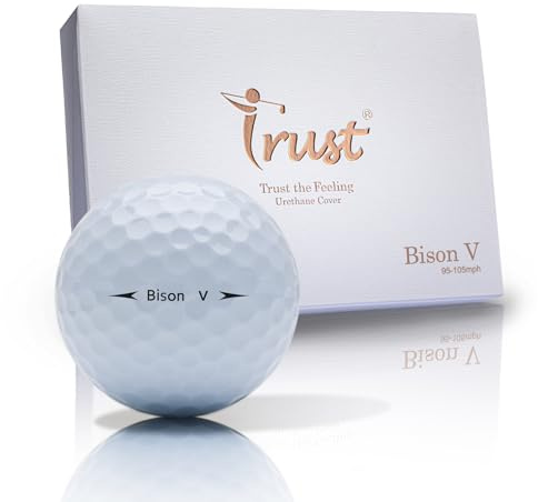 Trust Golfbälle Bison V (12er Pack, Weiß) - Weiches Urethan für mehr Präzision, Kontrolle & Weite bei Schwunggeschwindigkeiten von 151 bis 169 km/h