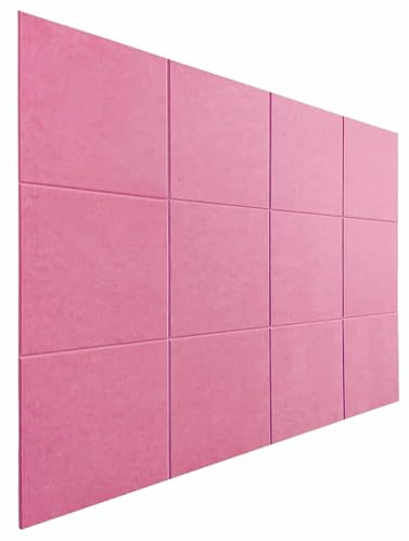 BESTORI Große Filz Pinnwand Selbstklebend 12 Stück 30 x 30 cm, Filzboard Memotafeln Memo Boards für Büro, Wohnzimmer, Schlafzimmer, Wand Rosa