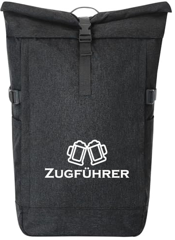 Huuraa Kurierrucksack Zugführer Schützenfest 30-44 Liter Black Melange Fairtrade Rolltop Rucksack Geschenkidee