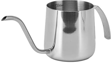 Caldera de Café de Acero Inoxidable, Olla de Cuello de Cisne con Escala Interna, Tetera de Estufa con Mango para la Cocina de la Cocina de la Cocina en Casa (250ml)
