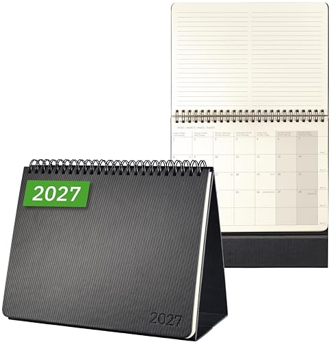 SIGEL Conceptum Tischkalender 2027 A5 Querformat Hardcover schwarz | C2781, 2 Seiten = unten Monat / oben Notizseite, 144 Seiten, zum Aufstellen, aus nachhaltigem Papier