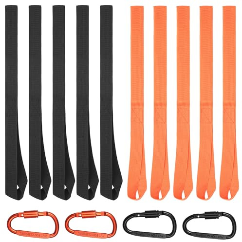 10 Stück Zurrschlaufen, 25mm x 40cm Gurtschlaufen Schlingen, Nylon Doppelschlaufen Gurt, Spanngurte Schlaufe für Auto Camping Motorrad Transportsicherung mit 4 Stück Schraubkarabiner