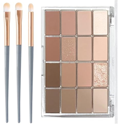 Braun Lidschattenpalette 16 Farben - Brown Eyeshadow Paletten Matte & Shimmer, Wasserfest Hochpigmentiert Lidschatten Palette - Multifunktional Augen Make up Palette Für Einen Täglichen Smokey Eyes