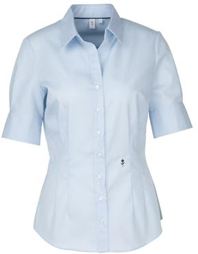 Seidensticker Damen Bluse - Bügelfreie Schmal Taillierte Hemdbluse - Slim Fit - Hemdbluse - Kurzarm - 100% Baumwolle, Bluse, Blau (Blau 11)