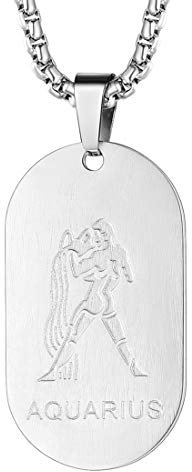 FaithHeart halskette zwilling Dog Tag Sternzeichen anhänger- herren-Ketten aus Edelstahl Silber mit Horoskop Goldanhänger Anhänger