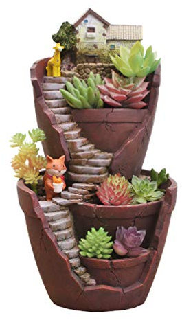 JK Home Blumentopf, Feengarten, Süßes Haus, für Innen- und Außenbereich, Sukkulenten, Kaktus, kleine Blumentöpfe