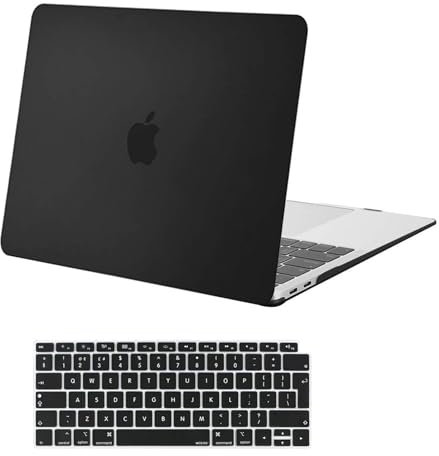 MOSISO Compatible with MacBook Air 13 inch Case M1 2021 2020 2019 2018 A2337 A2179 A1932, Protective Hard Shell Cover for MacBook Air M1 Case 13.3 inch with Keyboard Cover Skin, Black