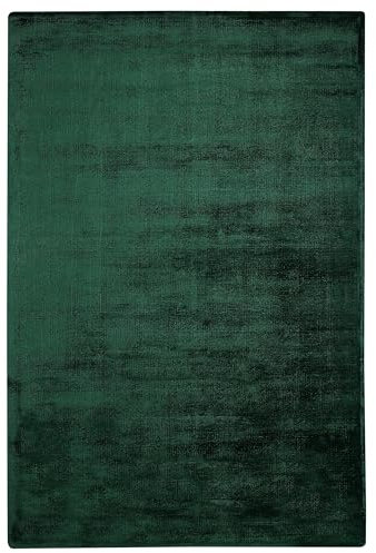 Teppich Viskose grün 160 x 230 cm einfarbig handgewebt Kurzflor Modern Gesi II