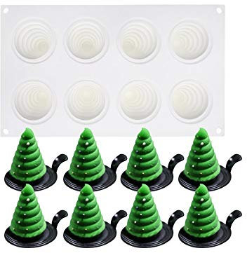 Uenmay Silikonform 3D Backformen Dessertform DIY Mousse, Weihnachtsbäume 8 Löcher