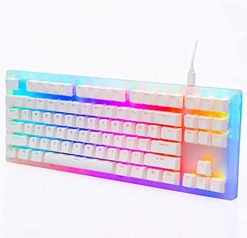 Womier K87 Mechanical Gaming Keyboard 60% Hot Swappable Keyboard Partitioned RGB Backlit Compact 87 Keys for PC PS4 Xbox One Mac (Red Switch,White)