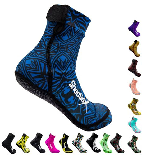 ShocSox Beachvolleyball- und Sand-Fußballsocken, keine Löcher, garantierte Sohlen für maximalen Schutz (US, Alpha, L, regulär, regulär, blau-polynesisch)