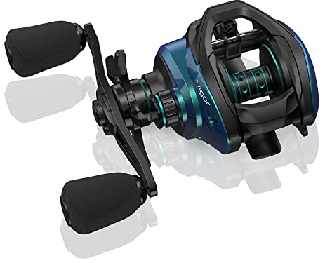 Cadence Vigor Baitcast-Rollen – 9 + 1BB Super Smooth Baitcast-Rollen mit 9 kg Kohlefaser-Zugkraft, 190 g ultraleichte Angelrollen, Low-Profile-Wurfrollen mit magnetischem Bremssystem