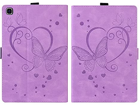 ONETHEFUL Custodia Libro Cover per Samsung Galaxy Tab A7 10.4 Pollici (2020) SM-T500 T505 Tablet Custodie Protettiva Embossed Farfalla Covers con Stand e PU Pelle - Viola