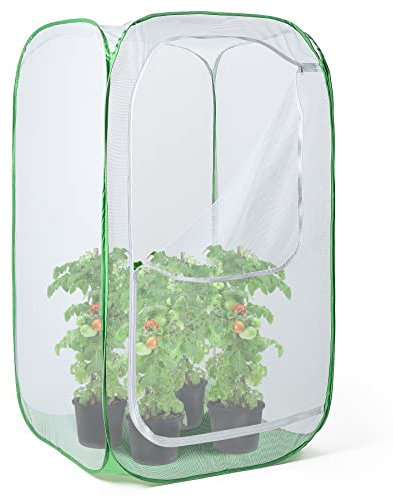 48 Outdoor Mesh Plant Enclosure, Mesh Plant Cover for Pests, Bird and Pest Protection Guard for Fruit, Vegetables, Flowers and Herbs Pop-Up Cage 28 x 28 x 48 Inches