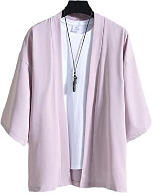 Kimono japonais traditionnel japonais Yukata pour homme, chemise kimono rose, taille 5XL