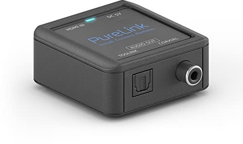 PureLink HDMI eARC Digital-Audio-Wandler, Koaxial- und Toslink-Ausgänge, ermöglicht den HDMI 2.1 eARC-Anschluss neuer TV-Geräte mit älteren Hifi-Anlagen und AVRs, schwarz
