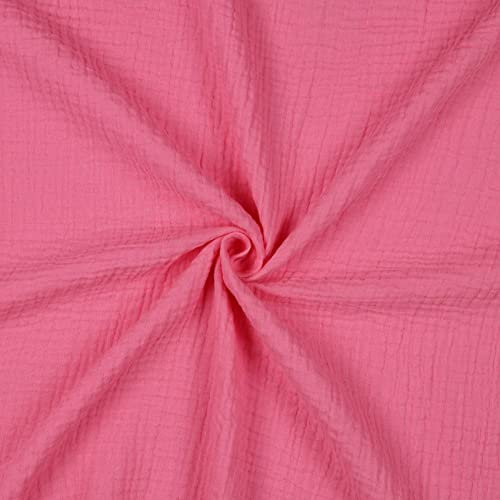 VmG-Store Musselin Double Gauze 61 Farben Meterware Stoff Tex 100 Uni (50 x 135cm) (058 I Pink)