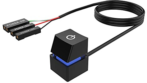 PC Power Switch Button,Computer Desktop Switch PC Motherboard External Remote Start Power On/Off Button with 2M Extension Cable,with Colorful LED Lights (blue)