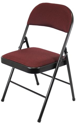 Meta Steel Frame with Fabric Seat Padded Office Work Study Party Dining Folding Chair (1, Red jacquard)